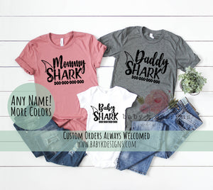 Baby Shark Matching Family Shirts - Mommy Shark, Daddy Shark... any name